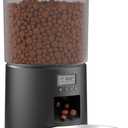 Automatic Cat Feeder 4.2L,6 Meals/Day,Dual Power Portion Control Feeder,Dry Pet Food Auto Dispenser,Timer Setting,10S Voice Record (Transparent Black, Stainless Steel Bowl)