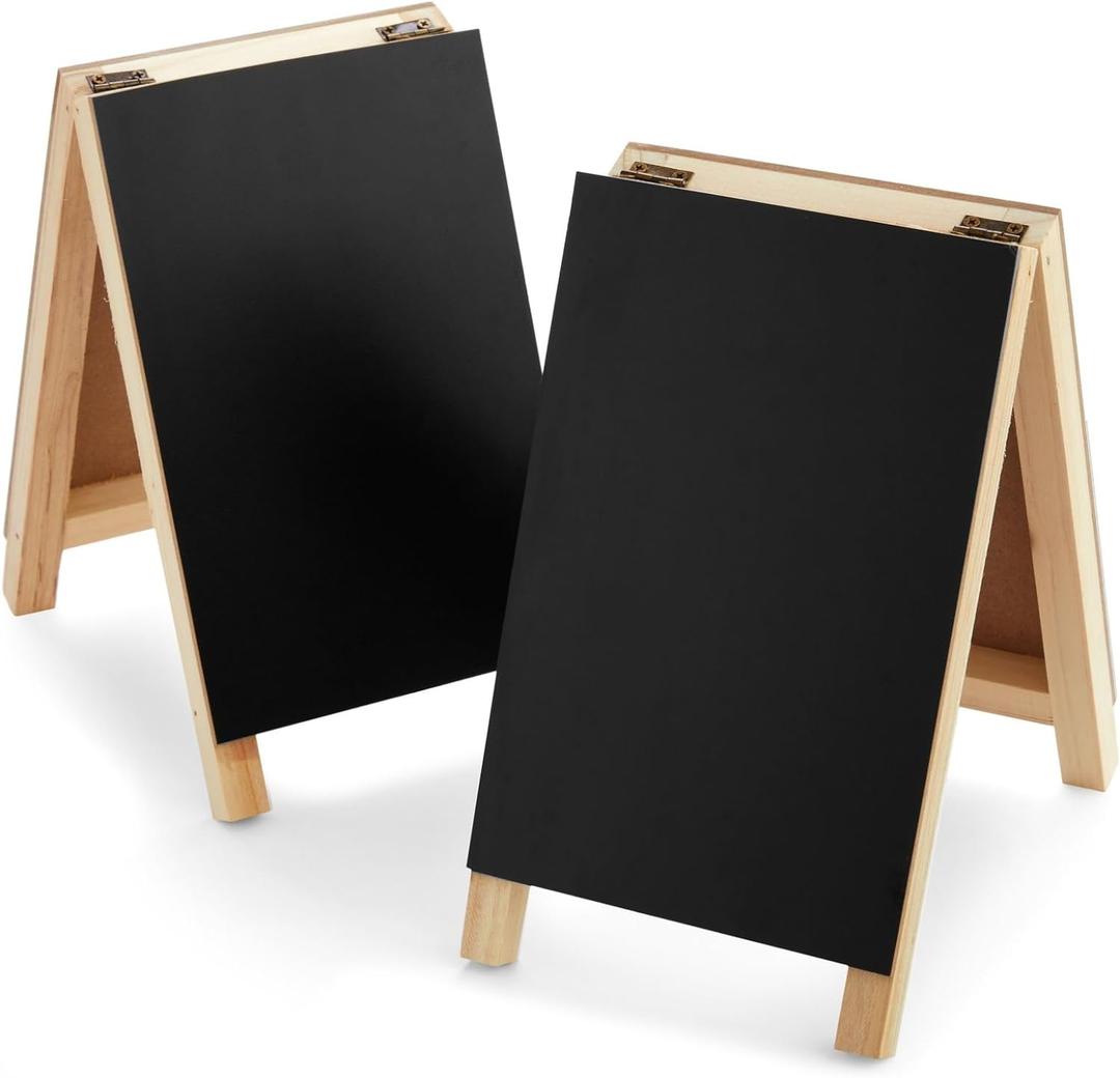 Juvale Mini Chalkboard Easel Signs - 2-Pack, Black, 4.5 x 7.5 in - Tabletop Chalkboard Sign Stand, Double-Sided Display for Wedding, Restaurant Menu & Catering Event Decor