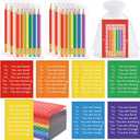 Spakon 24 Sets End of the Year Gifts for Students Inspirational Mini Pencils Rainbow Small Notepads Motivational Pocket Notepad Graduation Gifts for Kids Students Teachers School Classroom Rewards