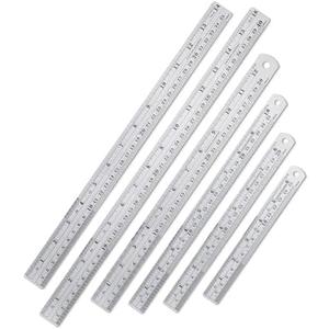 Mr. Pen Stainless Steel Ruler Set, 6-16", "Metric Metal Ruler, Long and Small Sizes, Straight Edge