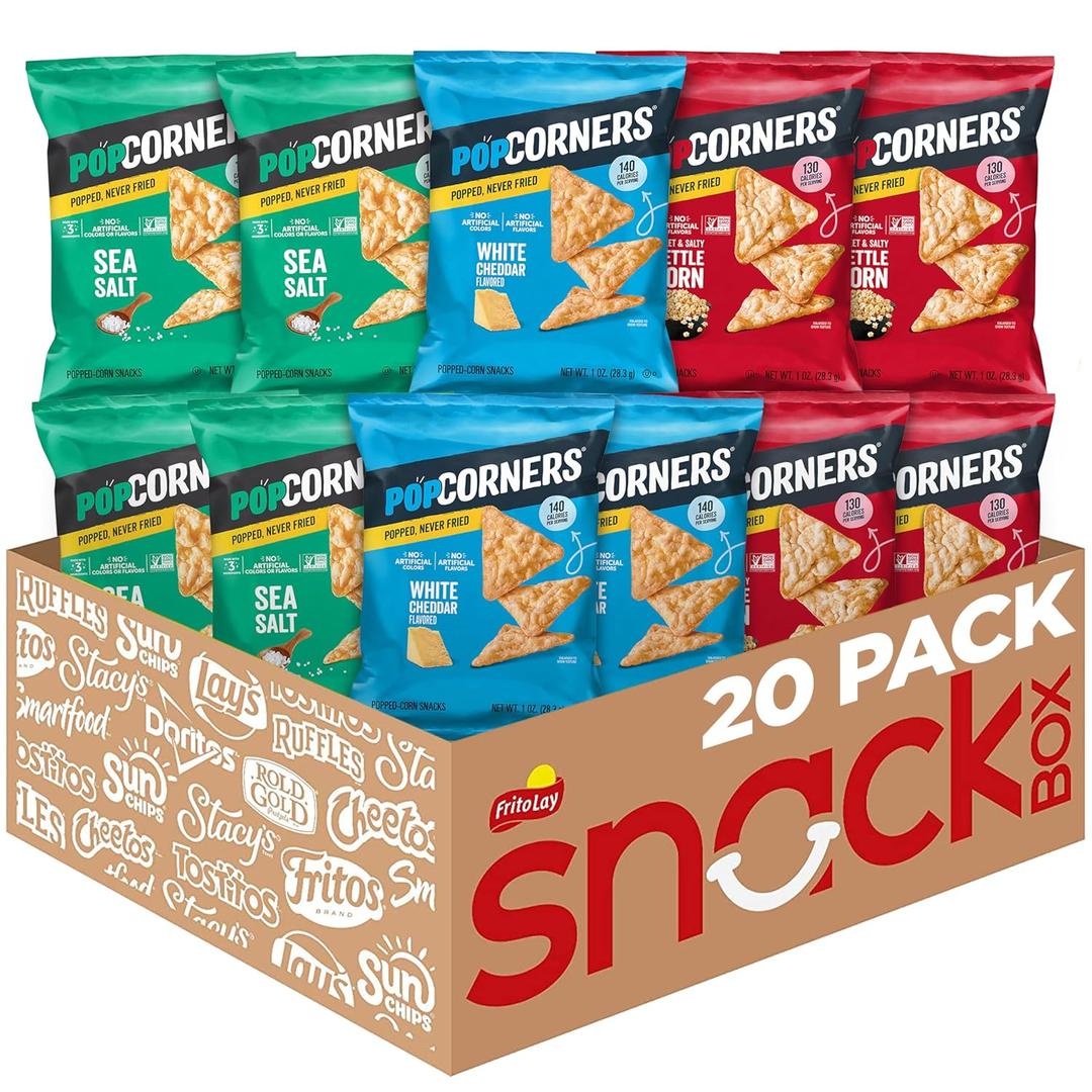 PopCorners Popped Corn Snacks, Core 3 Flavor Variety Pack, 1 Ounce (Contains 20 Packets) (Packaging May Vary), Kosher (EXP 08/25/26)