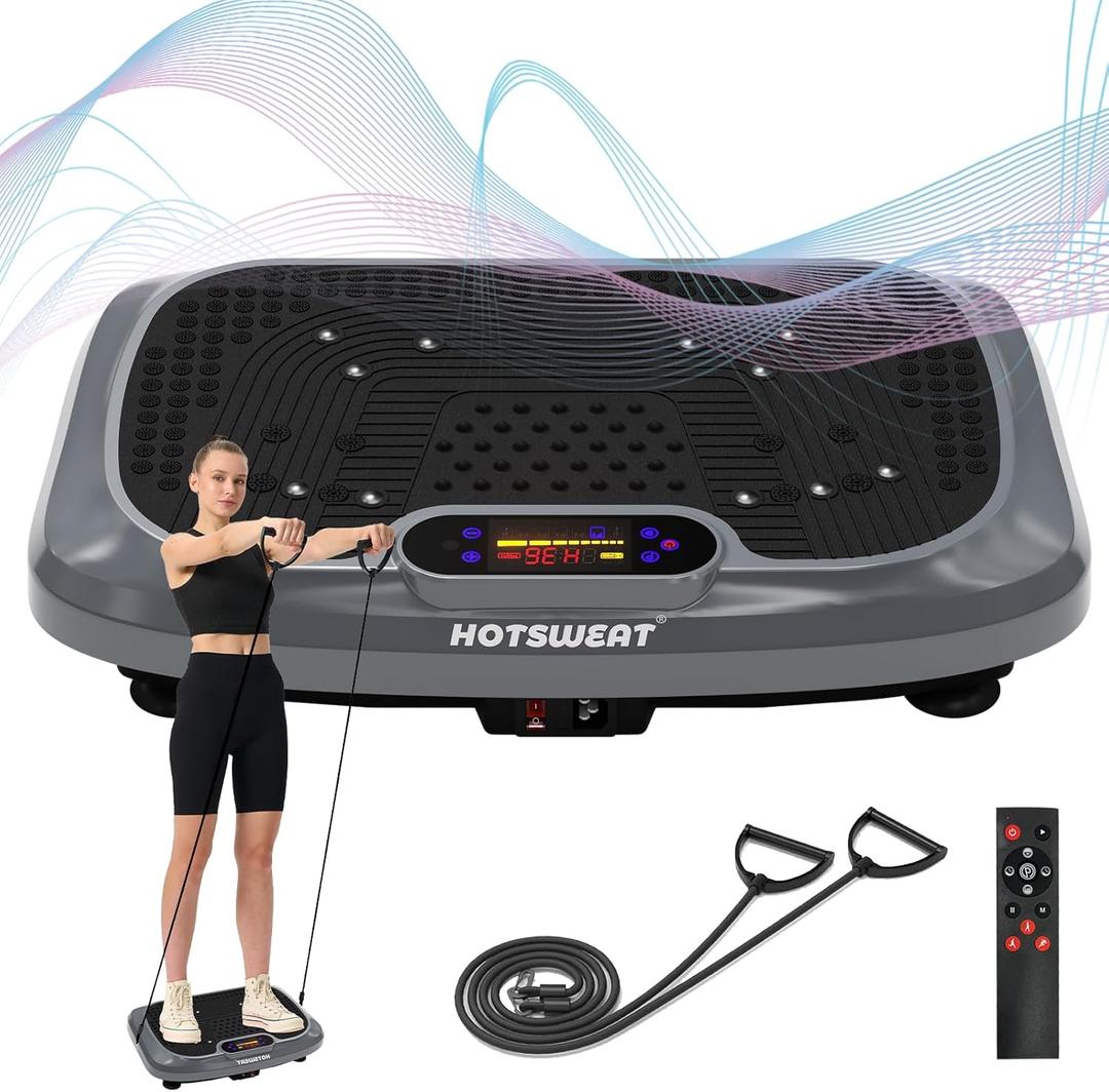 HOTSWEAT Vibration Plate Exercise Machine for Lymphatic Drainage, Power Plate Vibrating Platform, Shaker for Weight Loss, Exercise Board with 120 Levels for Home Gym