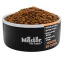 Master Pet Supply Stainless Steel Dog Bowls - 128 oz, Heavy Duty - Black Velvet, Double Wall Extra-Thick Insulated, Non-Slip Pet Water Bowl for Dogs, Cats & Pets, Anti Rust Metal, Dish Washer Safe