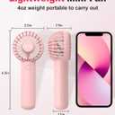 2-Pack Pink Handheld Fan, Small Cute Design, 3 Powerful Speeds, Operated by USB/Rechargeable Battery, Portable Personal Fan with Base & Lanyard, for Eyelash Makeup Travel Beach Office Desk