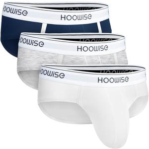 Men's Underwear Briefs Plus Size ABCD Pouch Soft Silky Touch Underpants 3 Pack (Size: Large, White)