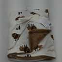 Hudson Baby Unisex Baby Plush Blanket with Furry Binding and Back, Wild Buffalo, One Size