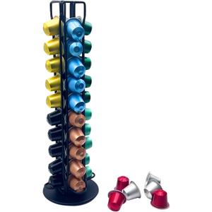 Carousel Kcup Organizer For Countertop Hold 40 Original Line Capsules Pods Black Steel Kpod Coffee Pods Holder For Breakroom, Office, Coffee Station