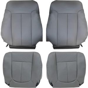 Priprilod Gray Driver & Passenger Side Bottom & Top Lean Back Replacement Perforated Leather Seat Cover Compatible with Ford F150 Lariat 2009 2010 2011 2012 2013 2014
