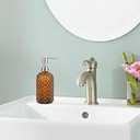 16 oz Diamond Pattern Glass Soap Dispenser, Kitchen and Bathroom Refillable Soap Dispenser with Rust Resistant Stainless Steel Pump for Hand Soap, Lotion Glass Liquid Dispenser(Amber-2pack)