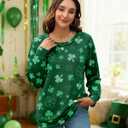 MYHALF St Patricks Day Sweatshirt Women Shamrock Long Sleeve Irish Festival Holiday Tee Short Sleeve Causal Top (M)