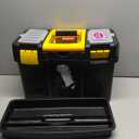 Plastic Toolbox for Tools and Accessories, with Secure Latches, Reinforced Handle, and Sturdy Metal Hinges, Black