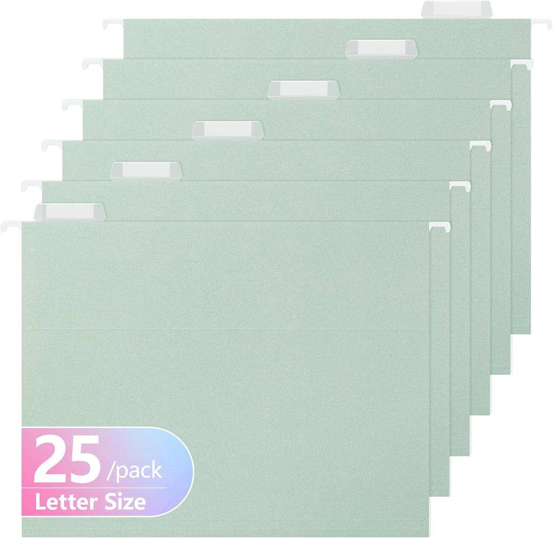 Letter Size Hanging File Folders,25 Reinforced Hanging Files in Assorted Colors,Designed for Home and Office Color Coded File Organization,25 per Box (5655U)