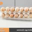 Egg Holder for Fridge,Stackable 1-4 Tiers Container,Auto Rolling Fridge Organizer for Refrigerator,Space-Saving Dispenser Holder,Refrigerator Egg Rack Transparent (2 Packs)
