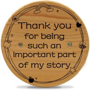 3 x Teacher Gifts for Women Men Christmas, Double-Sided Wooden Fridge Magnet Thank You Token, Teacher Appreciation Gifts, Teacher Valentine Gift, End of Year for Educators Friends Retirement