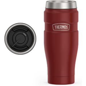 THERMOS Stainless King Vacuum-Insulated Stainless Steel Tumbler - 16oz, Rustic Red - Insulated Coffee Tumbler for Hot & Cold Drinks - Leak-Proof & Sweat-Proof for Commuting & Traveling
