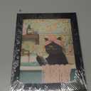 Framed Vintage Cat Canvas Wall Art, Funny Pink Animal Reading Books Painting Picture Print, Cute Kitten Lovers Aesthetic Wall Decor for Nursery Girls Room Bedroom Kids Room 10''L x 8''W