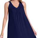 NACHILA Women's Nightgowns-Viscose Made from Bamboo, Sleeveless Sleep Shirts Pleated Night Dress Cool Sleepwear (XL)