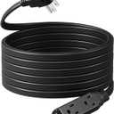 DEWENWILS Flat Plug Extension Cord, 25 FT 16/3 Awg Grounded Power Cable, 3 Outlets Power Strip for Indoor Use, SPT-3 Cord, Space Saving for Office, School, Travel, Dorm, ETL Listed, 1 Pack, Black