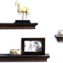 Floating Wall Shelves Sets 3 PCS with Invisible Bracket Picture Ledge Units and Storage,Office Wall Organizer (3, Espresso)