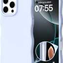 ORNARTO for iPhone 16 Pro Max Case 6.9"  Cute Curly Wave Edge | Camera Control Button | Shockproof Protective Liquid Silicone 16 Pro Max Phone Cover for Women Girls, Baby Blue