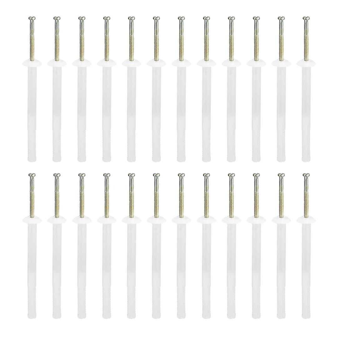 1/4" x 3" (D x L) Mushroom Nail Drive Anchors - Count of 100- Good for Furniture Installation - Steel Zinc Nail Nylon Drywall Rivets - White