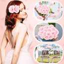Thiccywoov 50 Pcs Artificial Flowers, 3.2 Inches Silk Rose Head Flowers Fake No Stem for Wedding Bridal Bouquet Home Floral Decor DIY Centerpieces Arrangements Party Tables Decoration(Light Pink)