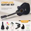 RIVVTA Acoustic Guitar Kit for Beginners Adults, 41 Inch Cutaway Acoustic Electric Guitar with Tuner, Strings, Picks, Strap, Pickguard, Capo, Hex Wrench, Gig Bag, Cleaning Cloth, Black