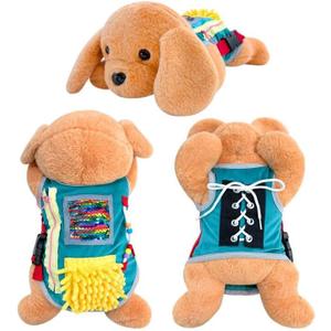 Fidget Blanket for Alzheimer Fidget Blanket for Adults for Anxiety Relief | Puppy Fidget Blanket with Many Activities Gift Fidget Sensory Blanket with Lovely Dog