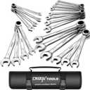 DISEN 22 PCS Ratcheting Wrenches Set, Combination Wrenches Set SAE & Metric Standard, 1/4" to 3/4" and 6-18mm Size, CR-V Steel, 12 Points 72-Teeth