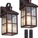 2 Pack Motion Sensor Porch Lights Outdoor with Remote, Dusk-to-Dawn Exterior Lighting Fixtures 4 Modes & Weatherproof Outdoor Wall Lights - Ideal for Porch, Patio, Entryway, Garage (Bronze)