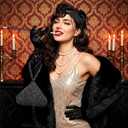Estune 7 Pcs 1920s Flapper Accessories for Women Headpiece Fur Shawl Clutch Earrings Necklace Gloves Holder Roaring Costume