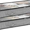 2Pack under bed storage Transparent plastic visual window containers Below bins 4.5 Inches Low Profile Under Organizer Clothes bag with Sturdy Sidewalls and Bottom