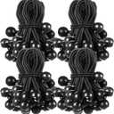 100 Pcs 4 Inch Ball Bungee Cords Tarp Tie Downs Bungee Cords with Balls Heavy Duty Outdoor Tarp Straps for Canopy Shelter Camping Cargo Tent Poles UV Resistant (Black)