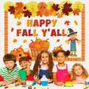 Pasimy Fall Bulletin Board Classroom Decorations with Paper Fans 3D Maple Leaf Scarecrow Autumn Pumpkin Cutouts Fall Autumn Thanksgiving Bulletin Board for Harvest School Classroom Decor