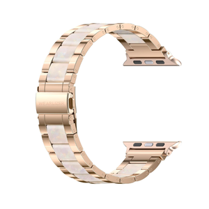 Wearlizer Compatible with Apple Watch Band 38/40/41/42mm Fashion Wristbands Womens, Stainless Steel + Resin Metal Replacement for iWatch Series 11 10 9 8 7 6 5 4 3 SE/Ultra 3 2 1RoseGold/Colorful