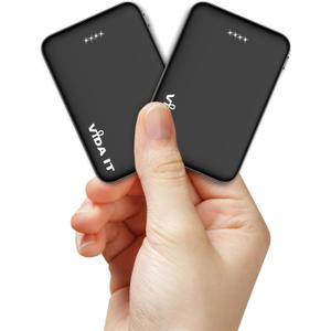 Vida IT 2-Pack Mini Power Bank 5V 2A USB Battery Pack for Heated Vest Jacket Gilet Small Portable Charger for iPhone 7 8 11 Samsung Galaxy S7 S8 S9 Google Pixel Android Mobile Phone 5000mAh Powerbank