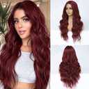 FEIVOSILAN Burgundy Wig for Women Long Wavy Red Wig Middle Part 26 Inch Wigs Heat Resistant Synthetic Wig for Daily Use