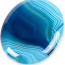 Artistone Blue Agate Crystal Thumb Worry Stones, Healing Crystal Polished Palm Pocket Chakra Gemstones for Anxiety, Stress, Reiki Gift 2.0"