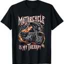 Bikers Street Glide Cool Motorcycle is My Therapy Men Retro T-Shirt Size M
