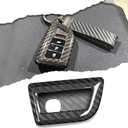 Carbon Fiber Key Fob Cover Case for Acura Integra Type S A-Spec MDX RDX TLX 2024 2025,Key Fob Shell Protective Cover (Black, W/O Engine Button)