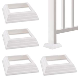4 x 4 Post Base Cover,4pcs Split Type Post Skirt,Vinyl White Post Trim PVC Post Cover,Column Wraps for Porch Fence Stair Handrail Railing Porch Wood Vinyl Post