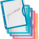 U Brands Poly 5-Tab Three Ring Binder Dividers with Tabs and Pockets, Clear View, 10 Set, Assorted Brights, 3-Hole Punched Pocket Dividers