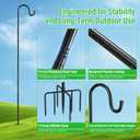 76" Adjustable Shepherd Hook for Outdoor, Heavy Duty Metal Bird Feeder Pole with 7-Prong Base, Garden Hook for Hanging Lanterns, Solar Lights, Plants, Wind Chimes & Hummingbird Feeder, 1 Pack