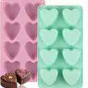 Sakolla 2 Pack 2.7″ Heart Chocolate Molds, 8 Cavity Silicone Soap Making Molds for Chocolate, Candy, Mousse, Cake Pop, Jelly, Pudding (Pink, Green)