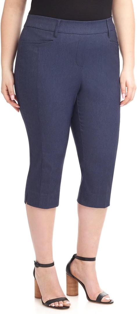 Rekucci Curvy Woman Ease into Comfort Plus Size Capri w/Tummy Control (Indigo)