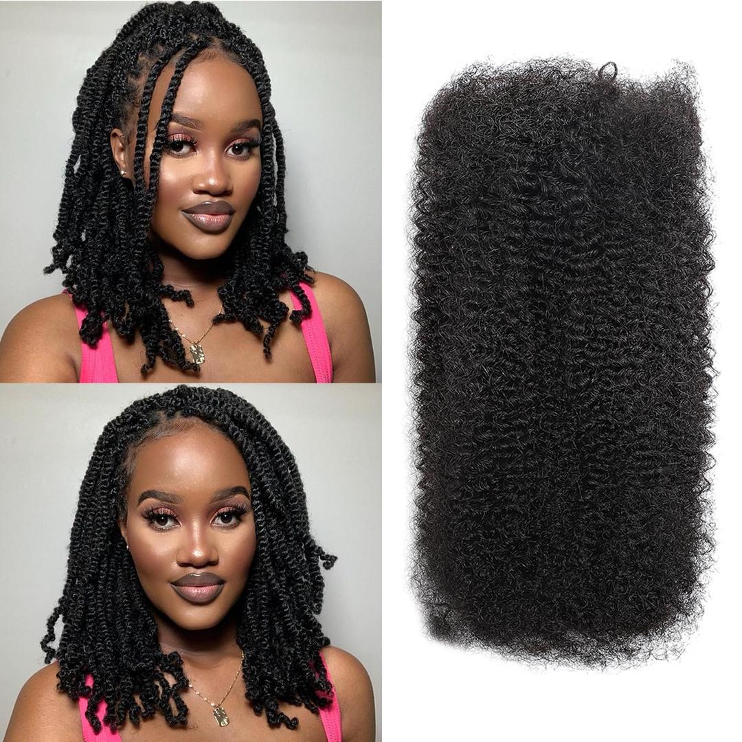 Afro Kinkys Bulk Human Hair(18 Inch) 35g/Pack, Braiding Hair for Dreadlocks, Loc Repair, Twists, Dreadlock Extensions Black