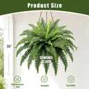 35” Artificial Boston Fern Bush Plant, 2 Faux Ferns for Outdoors Large, Fake Ferns Realistic Artificial Plants with 39 Fronds for Garden Porch Patio Home Office Living Room Decor Green