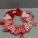 Valentine's Day Wreath 14'' Love Heart Wreath with 3D Heart Ornaments for Front Door 24'' Long Window Porch Home Wedding Festival Celebration Wall Decorations(Bow)