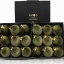 18PCS Green Velvet Christmas Ornaments Set  Large Flocked Shatterproof Baubles for Xmas Tree Decoration, Hanging Ornaments for Holiday & Home Dcor (Green, 3 Inch / 8 cm)