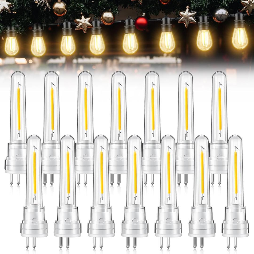 Meonum 14 Pack S14 Replacement Light Bulbs, 1.7 Watt Replacement S14 LED Bulb, Shatterproof Waterproof and Dimmable Replacement S14 Light Bulb for Outdoor Patio String Lights, 2700K Warm White
